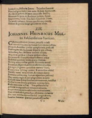 XII. Johannes Heinricus Muller Falckensteinio Variscus.