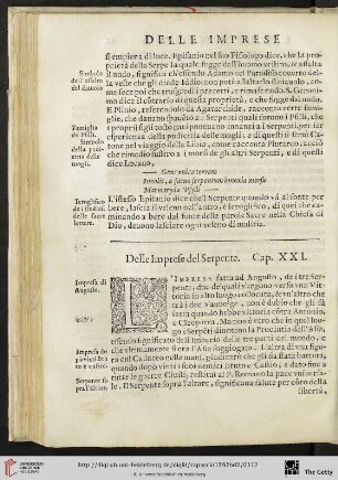 Cap. XXI. Delle Imprese del Serpente
