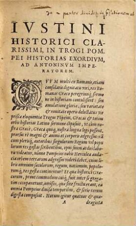 Iustini ex Trogi Pompei historiis externis : libri XLIIII ; adiecta est monarchiarum omnium tabula ex fidelissimis historiis collecta ...