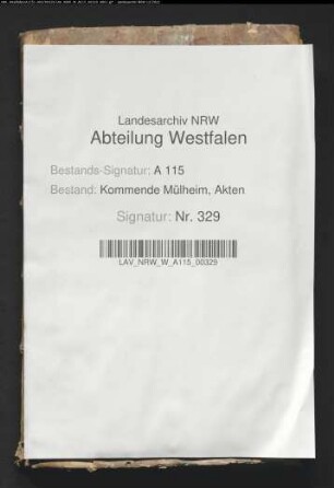 "Jahresrechnung der Landkommende Mülheim".