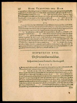 Disputatio XVII. De servitutibus realibus.