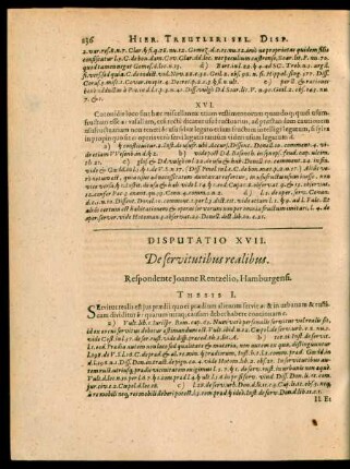 Disputatio XVII. De servitutibus realibus.