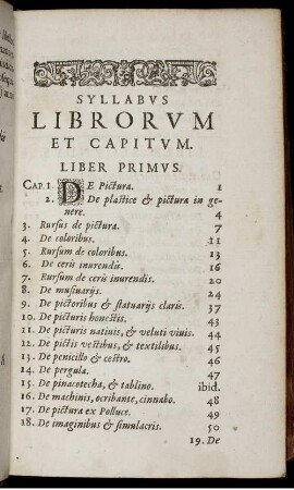 Syllabus Librorum Et Capitum. Liber Primus.