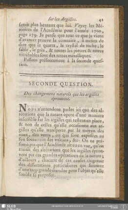 Seconde Question. Des changemens naturels que les argilles éprouvent
