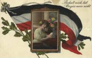 Patriotische Postkarte mit Frauenbild