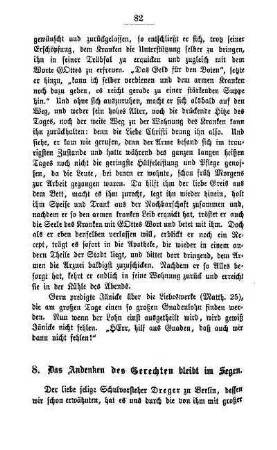 8. Das Andenken des Gerechten bleibt im Segen