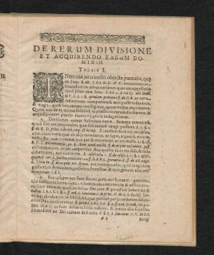 De Rerum Divisione Et Acquirendo Earum Dominio. Thesis I. - 75.