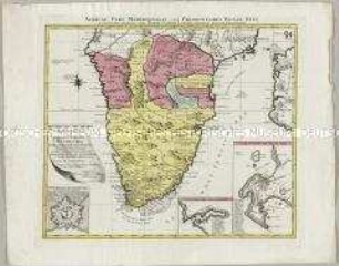 Africae Pars Meridionalis. Mit zwei Nebenkarten: Sinus Saldanhae of Saldanha Baay; Ager Promontorii Bonae Spei und einem Fortifikationsplan: Castellum Batavorum