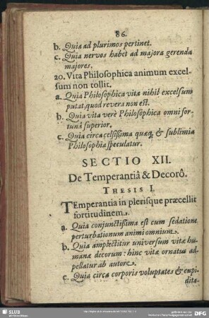 Sectio XII. De Temperantia & Decoro