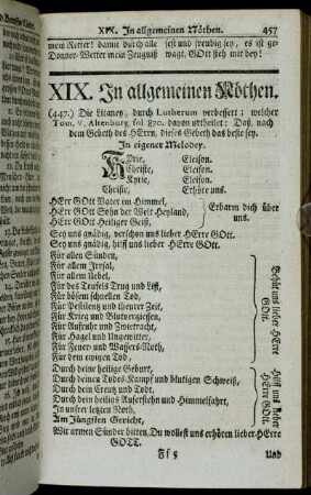 XIX. In allgemeinen Nöthen