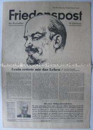 Wochenzeitung der DSF "Friedenspost" u.a. zum 80. Geburtstag von Lenin