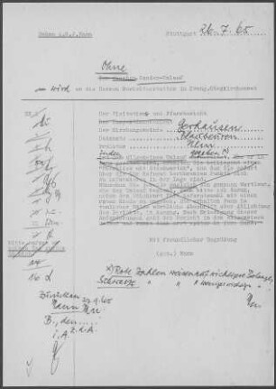 Gerhausen: Visitationsbericht mit Pfarrbericht 1964