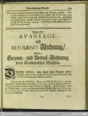 [(6.) Von der Gewinn- und Verlust-Rechnung derer Ausländischen Wechseln]