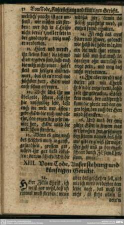 XIII. Vom Tode, Auferstehung und künftigen Gericht