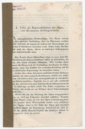 Ueber die Regenverhältnisse der Alpen