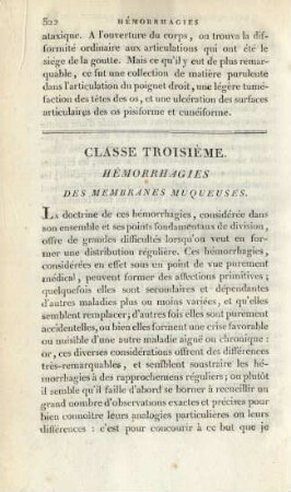 Classe troisième. Hémorrhagies des membranes muqueuses