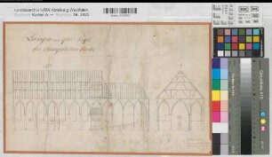 Münster (Münster) Apostelkirche Schnitte 1818 100 rh. Fuß = 15,6 cm 28 x 43 Zeichnung H. Ohm KSM Nr. 1272b