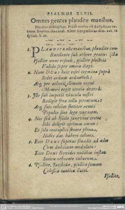 Psalmus XLVII. Omnes gentes plaudite manibus