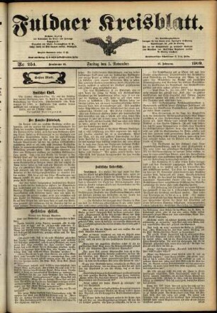 Erste Ausgabe vom Freitag, den 05. November 1909.