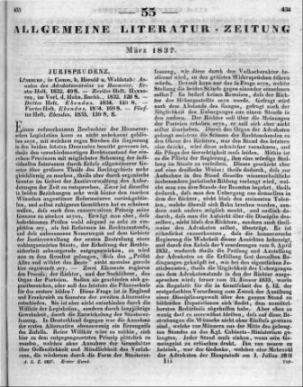 Annalen des Advokatenvereins zu Hannover. Lüneburg: Herold; Wahlstab 1832 - 1835