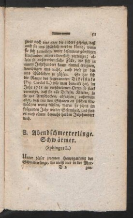 B. Abendschmetterlinge. Schwärmer