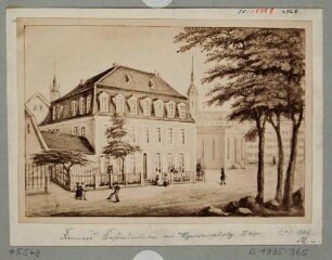 Renners Gasthof (Restauration, Wirtschaft) im Italienischen Dörfchen am Theaterplatz in Dresden, Foto einer Zeichnung aus dem Jahr 1840