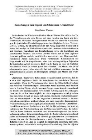 Bemerkungen zum Exposé von Christensen / Jeand'Heur