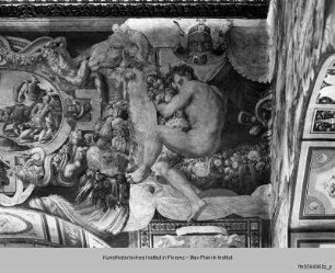 Ausmalung mit Camillus-Szenen : Ignudi auf Festons sitzend