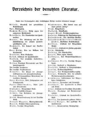 Verzeichnis der benutzten Literatur.