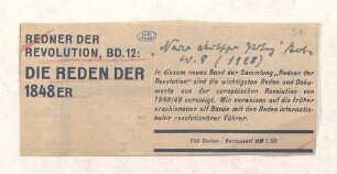 [Buchanzeige:] Redner der Revolution : Bd. 12: Die Reden der 1948er