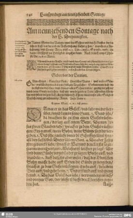 Am neunzehenden Sontage nach der H. Dreyeinigkeit