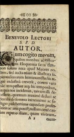 Benevolo Lectori S. P. D. Autor.