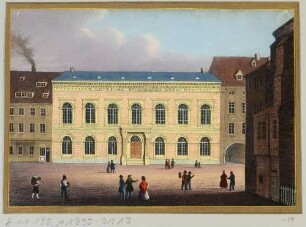 Die Buchhändlerbörse am Nikolaikirchhof in der Ritterstraße 12 in Leipzig, von 1836 bis 1888 Sitz des Börsenvereins der Deutschen Buchhändler
