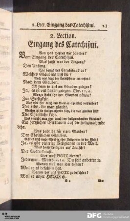 2. Lection. Eingang des Catechismi.