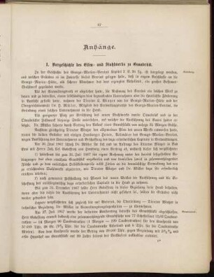 Anhänge. I. Vorgeschichte des Eisen und Stahlwerks zu Osnabrück