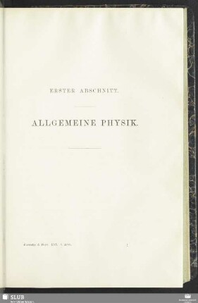 Erster Abschnitt. Allgemeine Physik