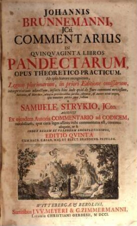 Commentarius in quinquaginta libros pandectarum