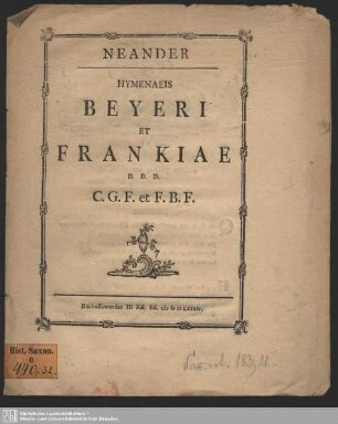 Neander : Hymenaeis Beyeri et Frankiae
