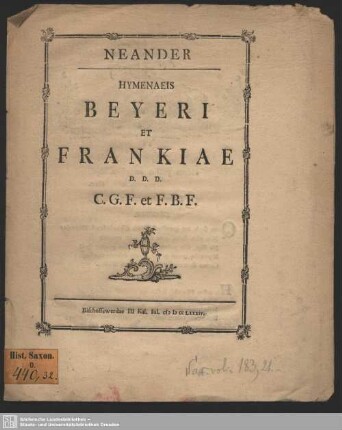 Neander : Hymenaeis Beyeri et Frankiae
