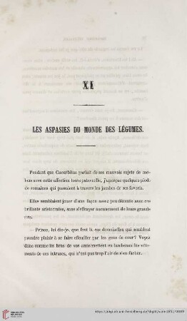 XI Les aspasies du monde des légumes