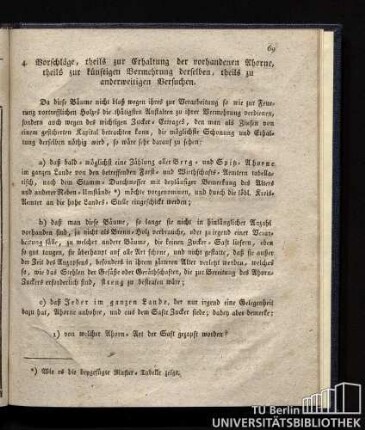 IV Mitttel zur künftig hinreichenden Erzeugung des Ahorn-Zuckers durch Anbau und Pflege der Ahorn-Bäume