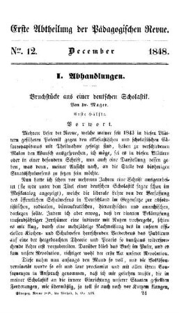 Bruchstücke aus einer deutschen Scholastik