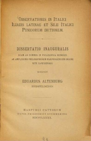 Observationes in Italici Iliadis Latinae et Silii Italici Punicorum dictionem