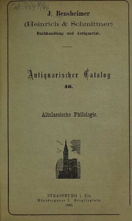 Antiquarischer Catalog. 46. 1880