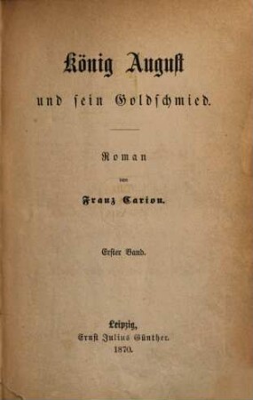 König August und sein Goldschmied : Roman, 1