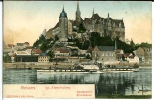 Meißen. Burgberg mit Elbe und Dampfer "Schandau"