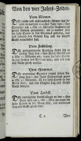 Von den vier Jahrs-Zeiten. - Von den Sonn- und Monds-Finsternissen.