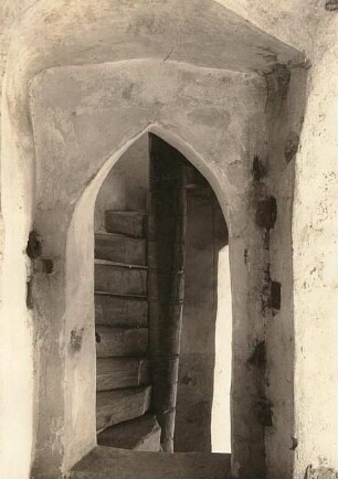 Erzgebirge. Schloss Stein. Wendeltreppe im alten Schloss (Hochschloss)