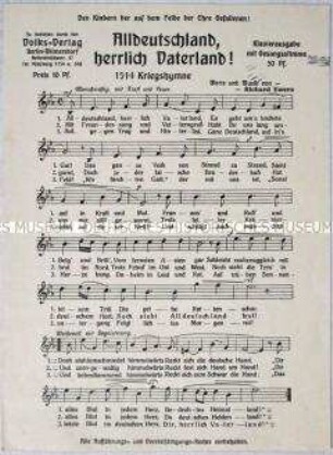 Text-Noten-Blatt mit einem patriotischen Lied