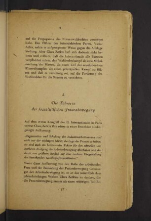 4. Die Führerin der sozialistischen Frauenbewegung